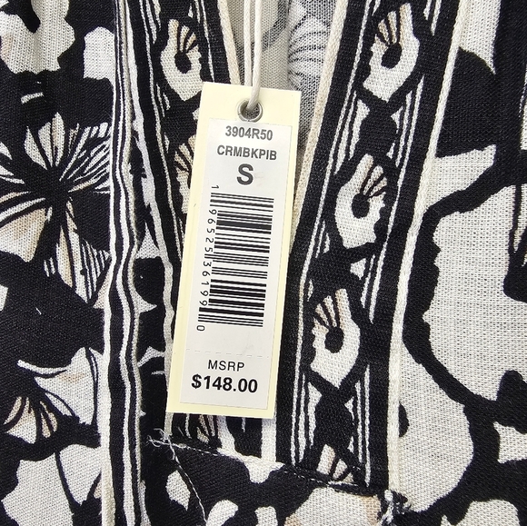 NWT Max Studio Black And Cream Floral Print Sleeveless V-Neck Maxi Dress Size S - Picture 7 of 11
